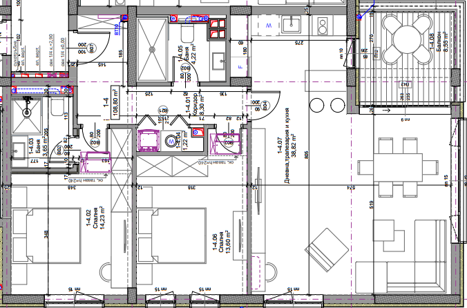 Апартамент 1-4